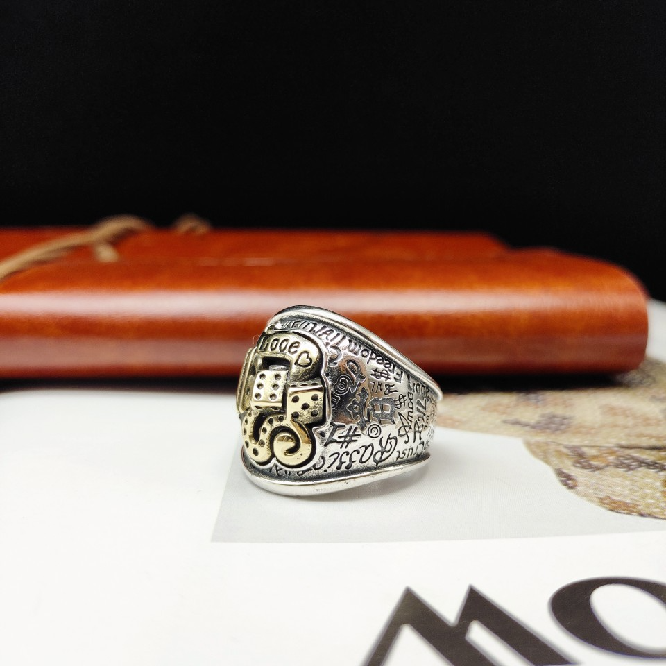 Anillo retro personalizado con grafiti callejero de hip-hop en plata de ley S925