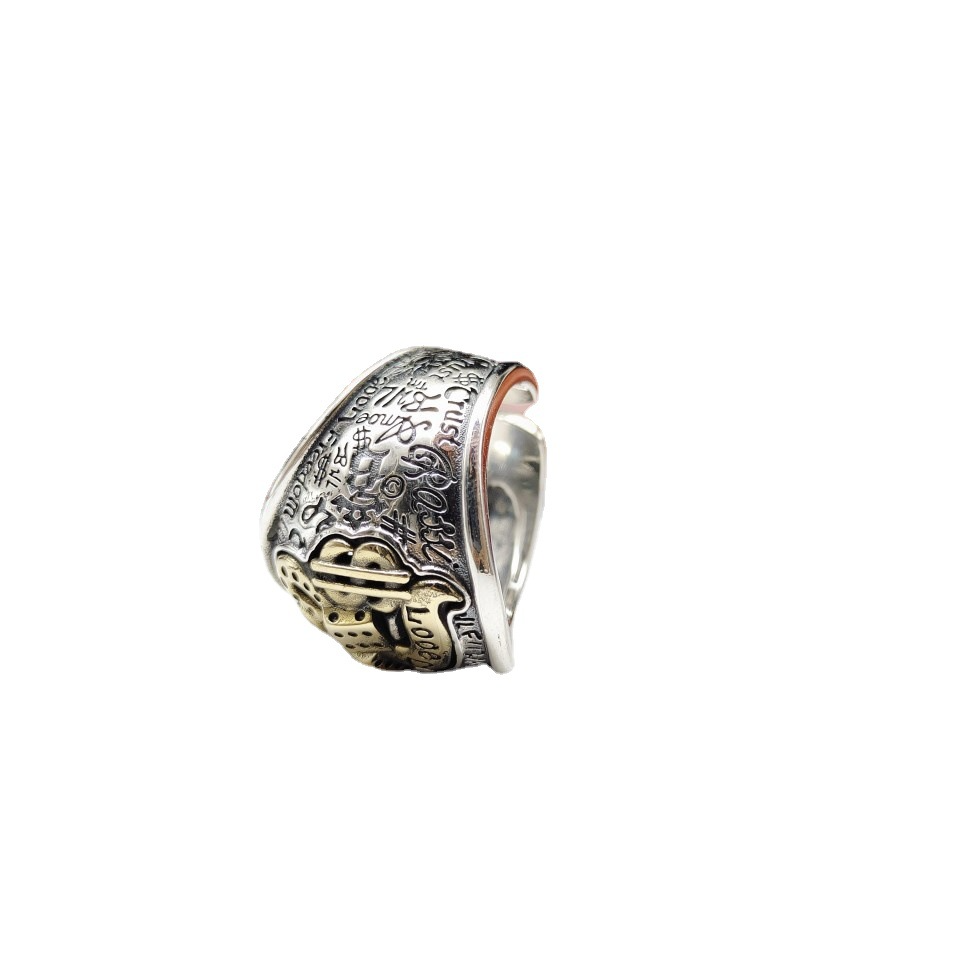 Anillo retro personalizado con grafiti callejero de hip-hop en plata de ley S925