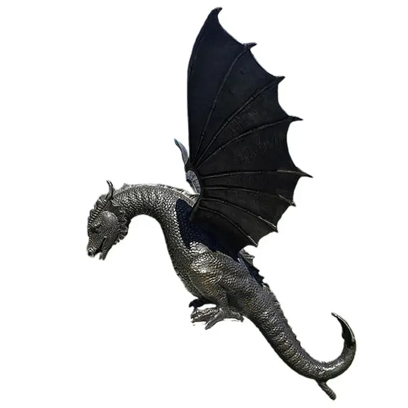 Escultura de dinosaurio de simulación de dragón con rociador de agua de resina, adornos para decoración de jardín