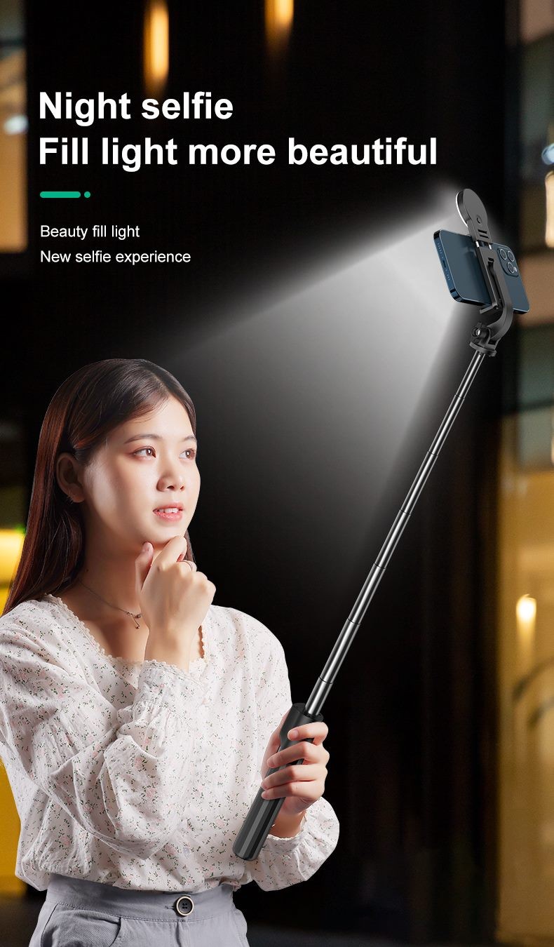 Palo Selfie con Luz, Botón Bluetooth.
