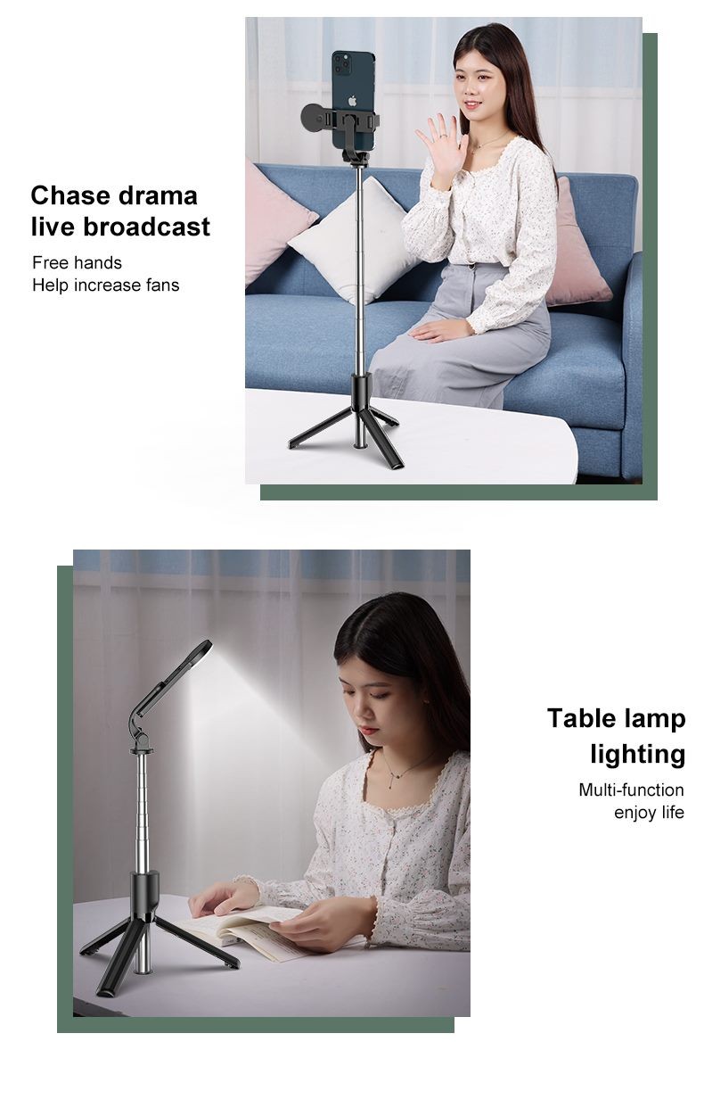 Palo Selfie con Luz, Botón Bluetooth.