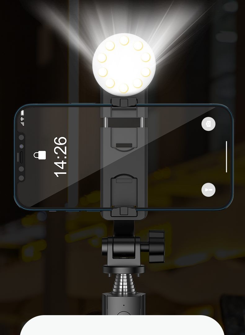 Palo Selfie con Luz, Botón Bluetooth.