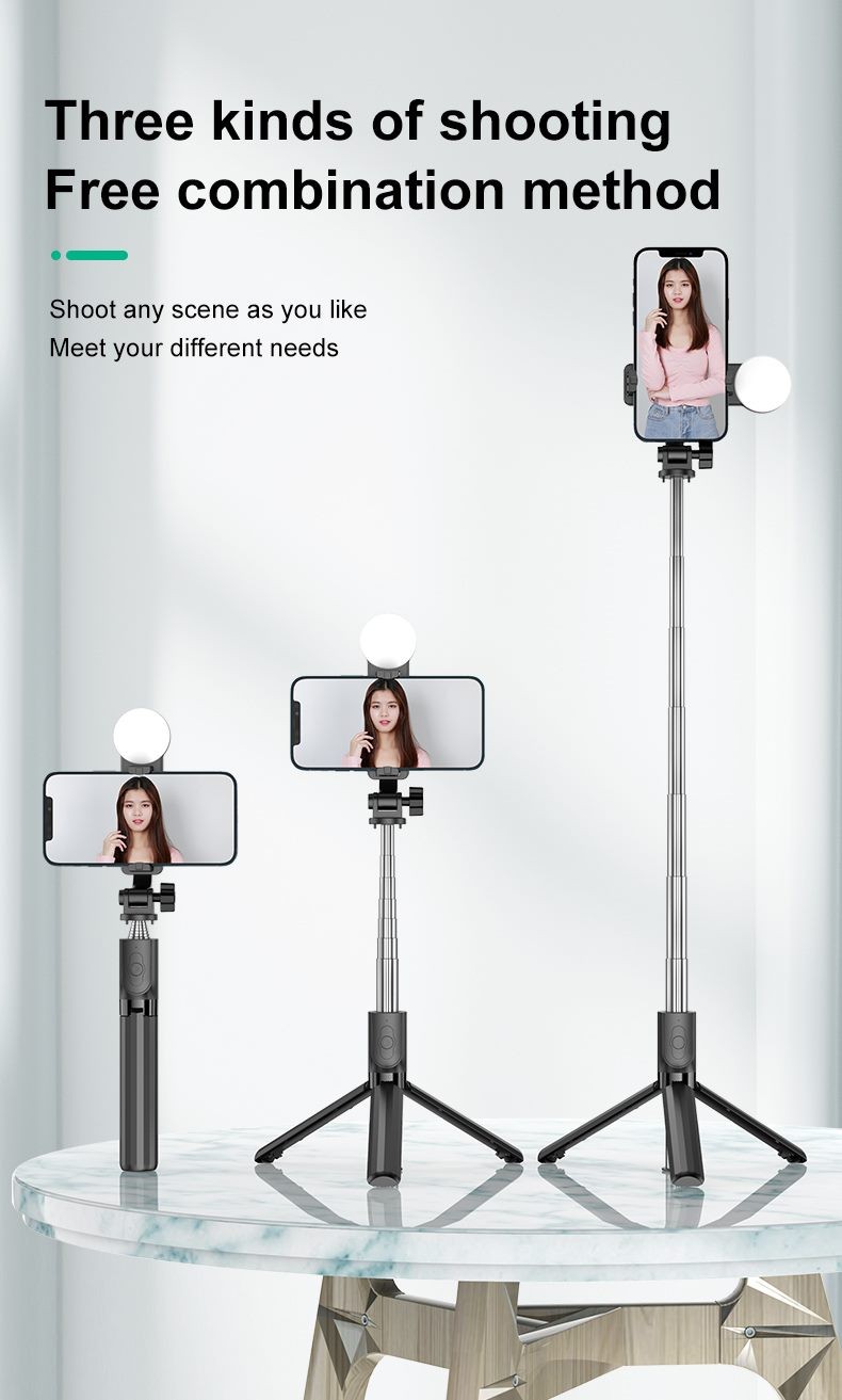 Palo Selfie con Luz, Botón Bluetooth.