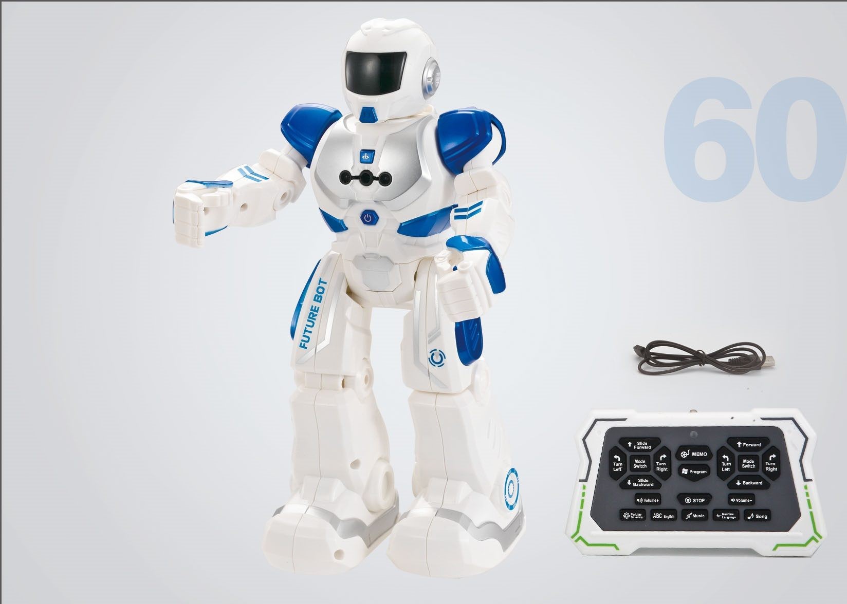 Robot de control remoto con detección de manos, música, programa y recargable.