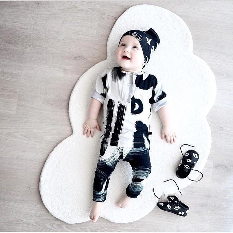 Alfombra nórdica con diseño de nubes para bebés, tapete suave anticaídas para gatear y jugar