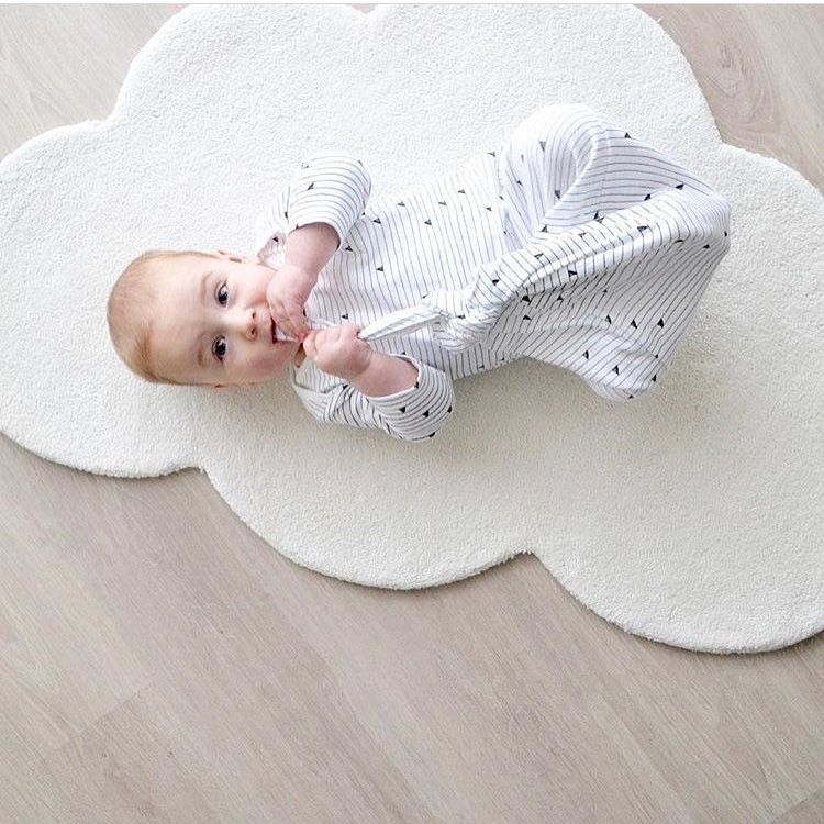 Alfombra nórdica con diseño de nubes para bebés, tapete suave anticaídas para gatear y jugar