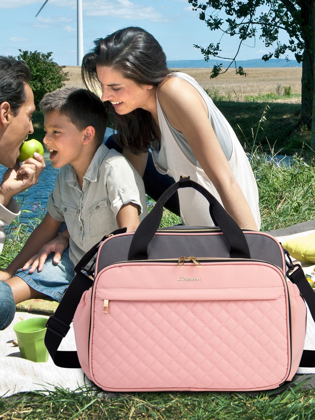 Bolso bandolera multifuncional de tela Oxford para pañales, de gran capacidad y fácil de llevar en la mano.