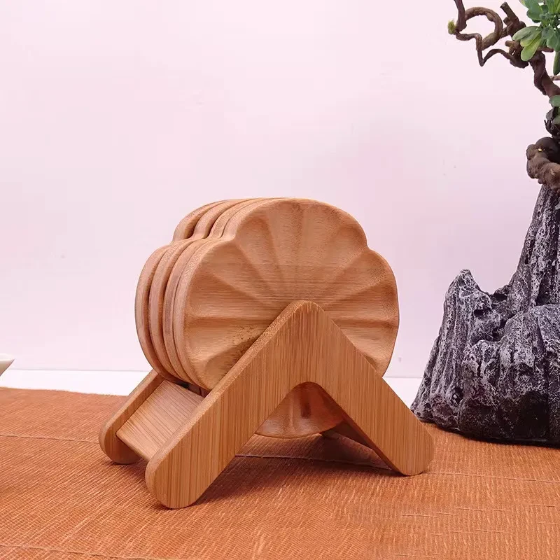 Posavasos de bambú chino de madera con soporte
