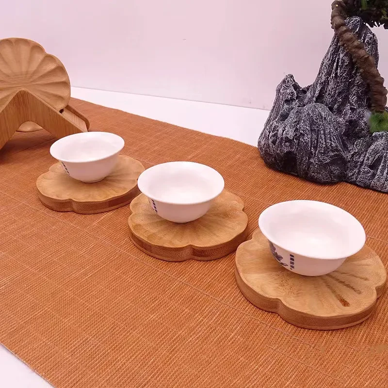 Posavasos de bambú chino de madera con soporte