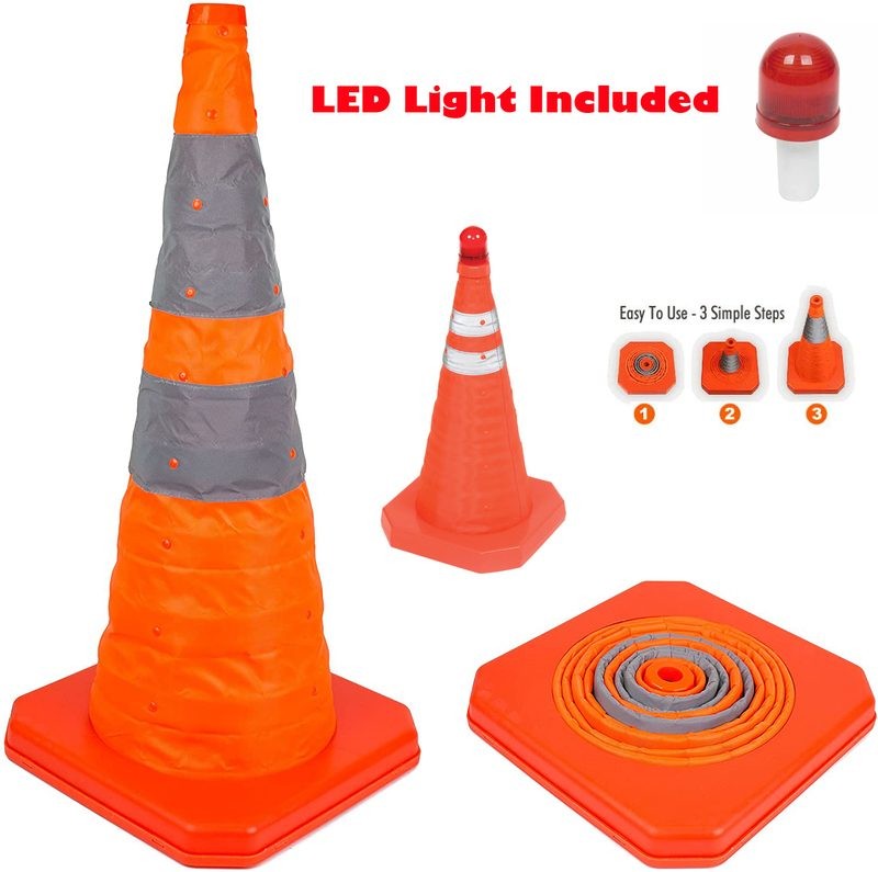 Cono de tráfico Cono de seguridad plegable con luz