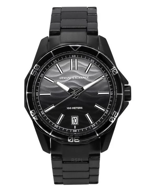 Reloj Armani Exchange AX1952 de cuarzo con esfera gris y acero inoxidable negro para hombre, 100 m