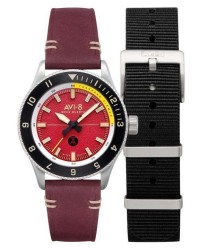 Reloj de cuarzo para hombre AVI-8 Flyboy Tuskegee Airmen, edición limitada, con esfera roja Ramitelli AV-4103-04 y correa adicional
