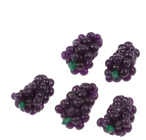 Juego de 5 piezas de frutas en miniatura para casa de muñecas, accesorios creativos a escala 1:12, minifrutas simuladas de uva para decoración de casa de muñecas, juguetes para niños.