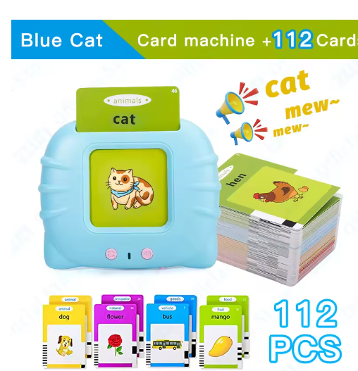 Máquina de tarjetas didácticas Montessori para educación temprana, libro de audio electrónico en inglés, juguete para niños, regalo de cumpleaños