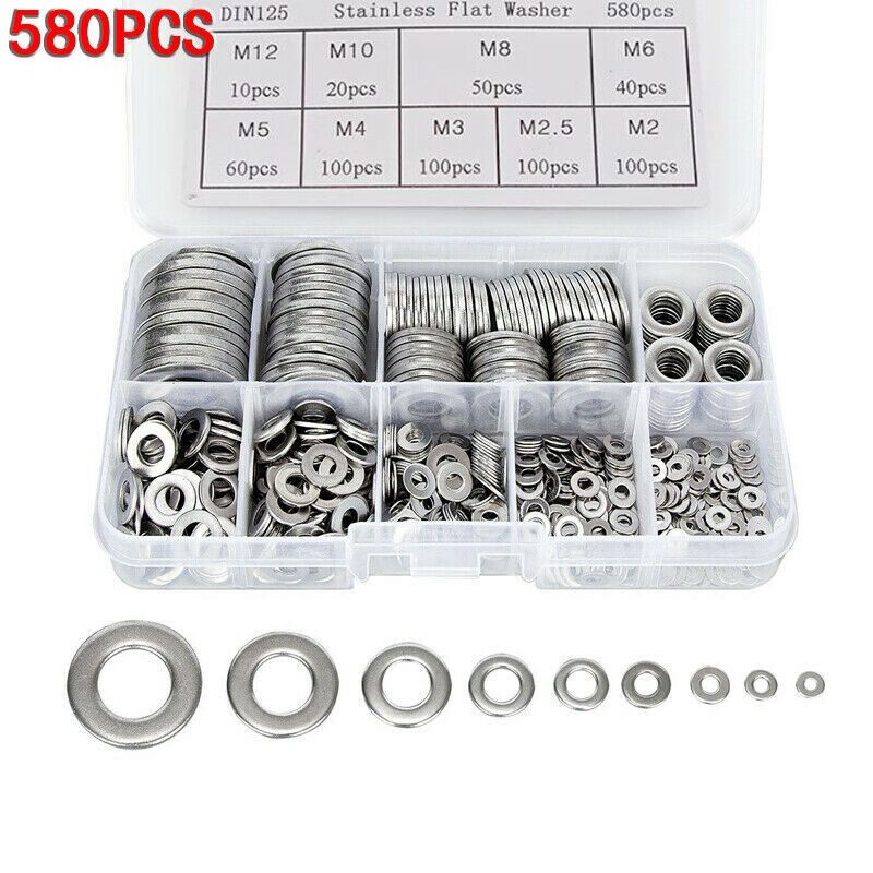 580 arandelas planas de acero inoxidable