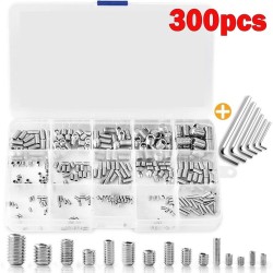 Kit de 300 tornillos y pernos de cabeza hexagonal Allen de acero inoxidable