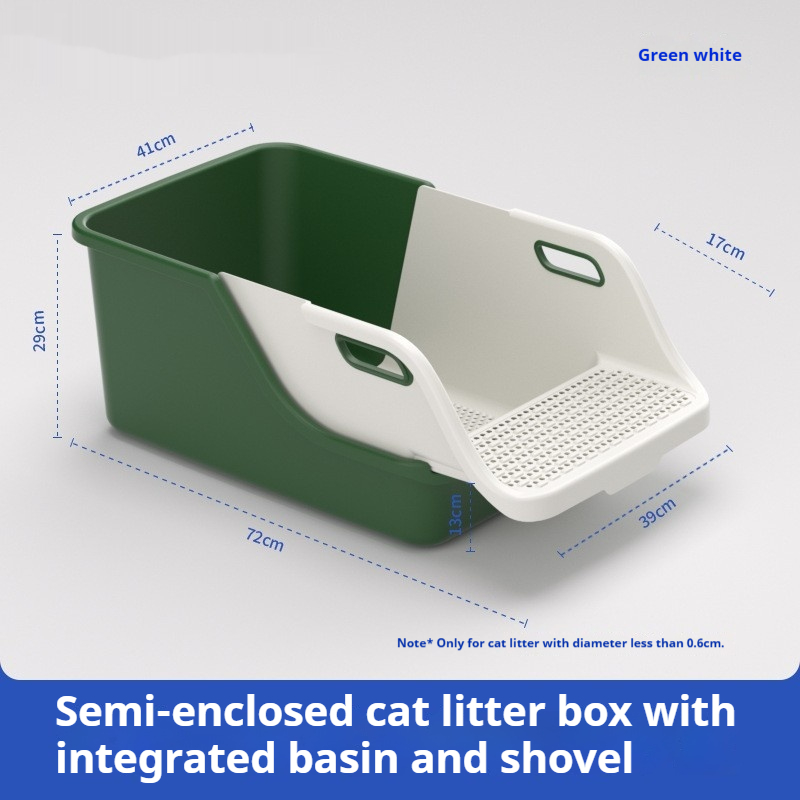 Caja de arena para gatos semicerrada integrada y resistente a salpicaduras