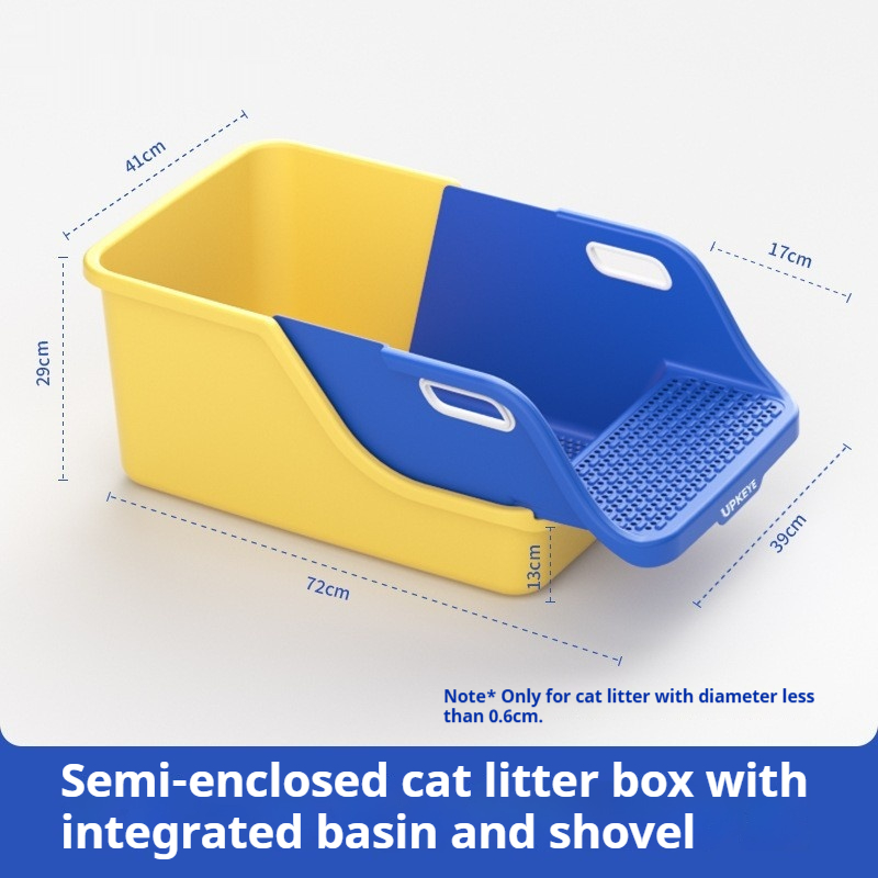 Caja de arena para gatos semicerrada integrada y resistente a salpicaduras