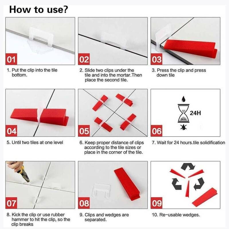 Kit de sistema de nivelación de baldosas con clips, espaciador de pared para piso, juego de herramientas para colocación de baldosas