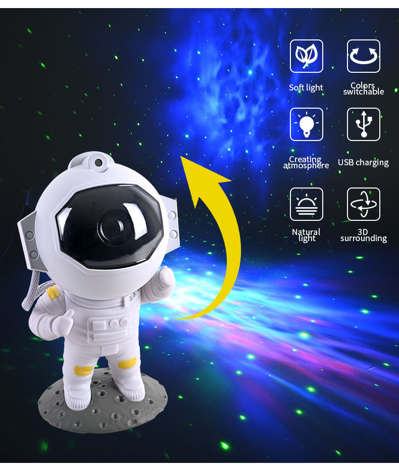 Proyector de estrellas y galaxia, luz nocturna de cielo estrellado, lámpara de astronauta, decoración para el hogar, dormitorio, luminarias decorativas, regalo