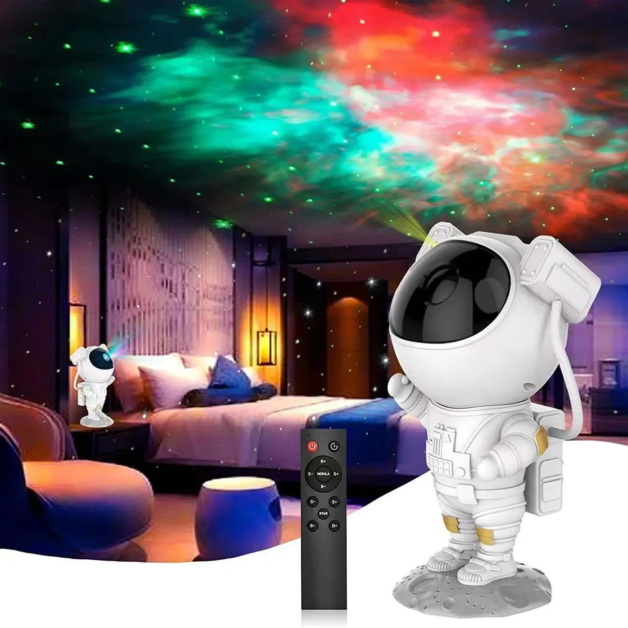 Proyector de estrellas y galaxia, luz nocturna de cielo estrellado, lámpara de astronauta, decoración para el hogar, dormitorio, luminarias decorativas, regalo
