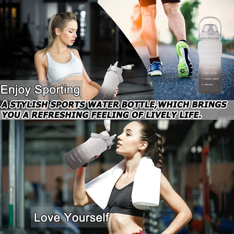 Botella de agua de 2 l para gimnasio, bebida deportiva