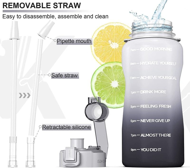 Botella de agua de 2 l para gimnasio, bebida deportiva