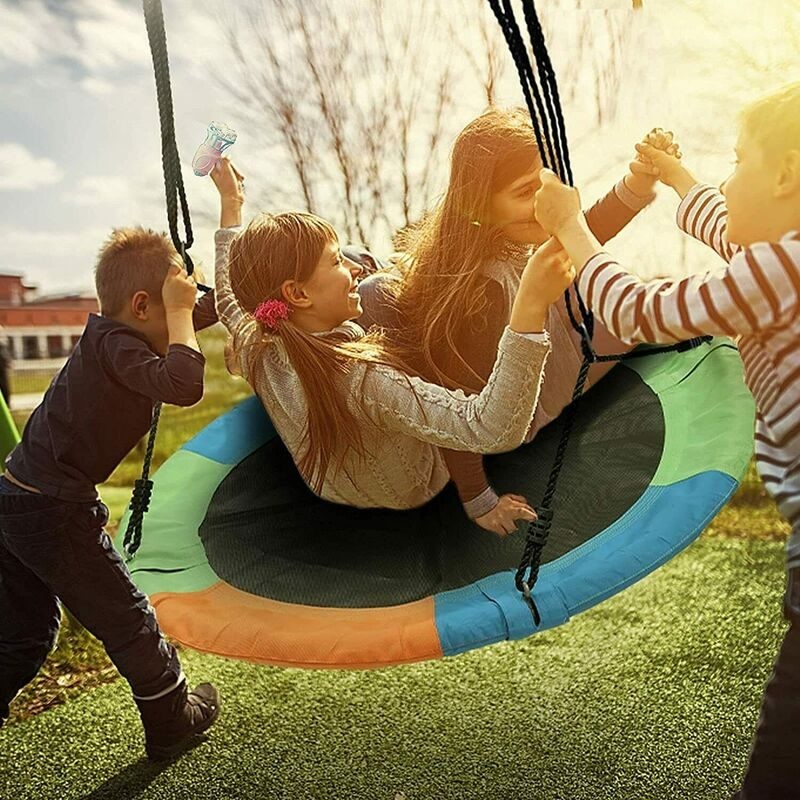 Columpio de árbol con platillo volador, columpios de nido para patio de juegos para niños