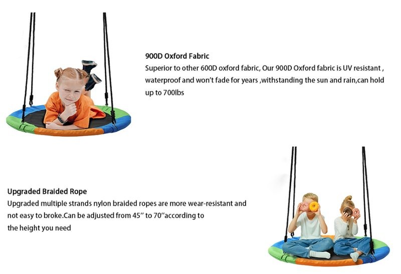 Columpio de árbol con platillo volador, columpios de nido para patio de juegos para niños
