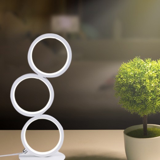 Lámpara de mesa con protección ocular LED de tres tonos y personalidad circular