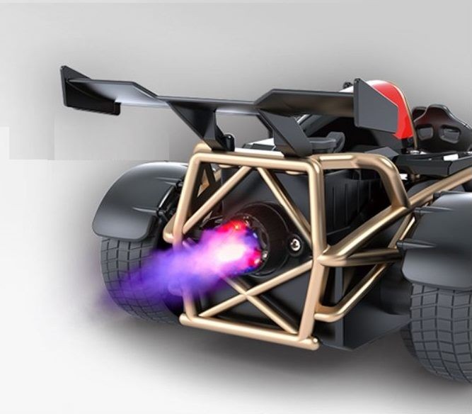 Coche RC, coche de carreras RC Die-Cast Spray con efecto ahumado y de luz.