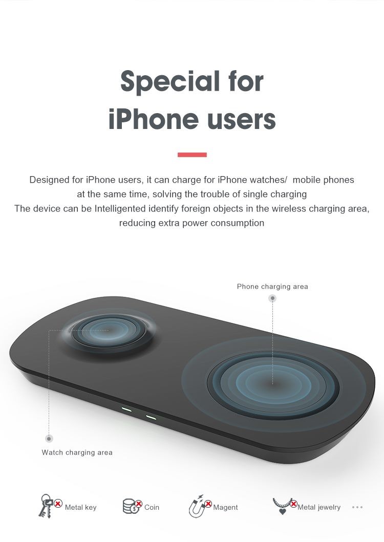 Cargador, soporte de carga inalámbrica 2 en 1 para iPhone y Apple Watch, marca NEWDERY