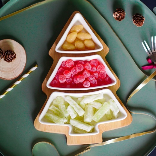 4 platos de cerámica con forma de árbol de Navidad
