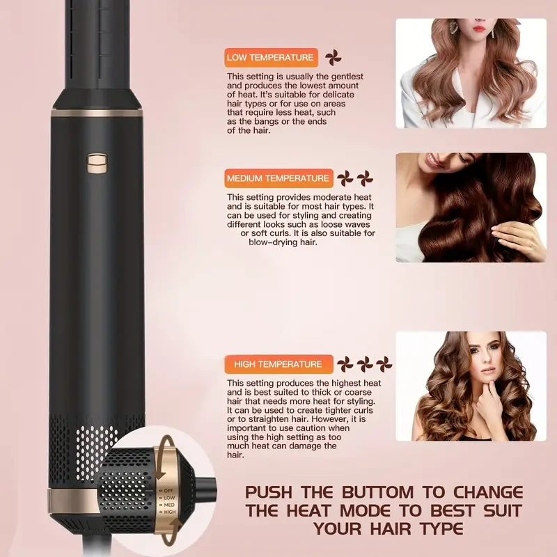 OKWRAP 5-in-1 Hot Air Styler Brush – Versatile Hair Tool for Straightening, Curling, and Styling
