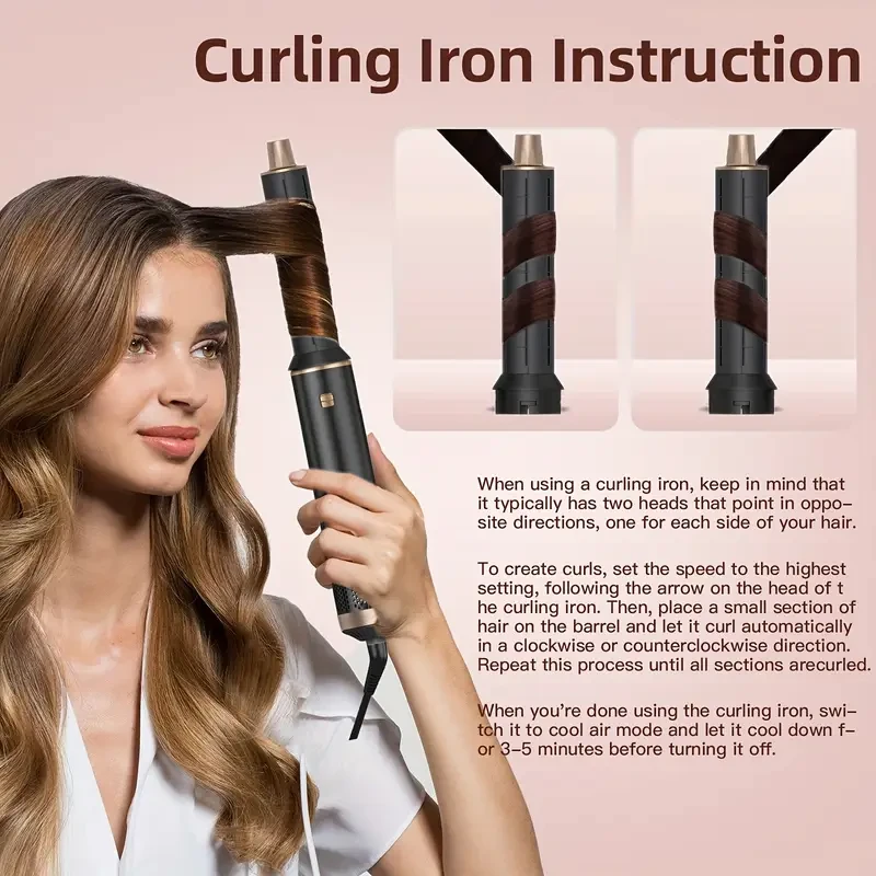 OKWRAP 5-in-1 Hot Air Styler Brush – Versatile Hair Tool for Straightening, Curling, and Styling