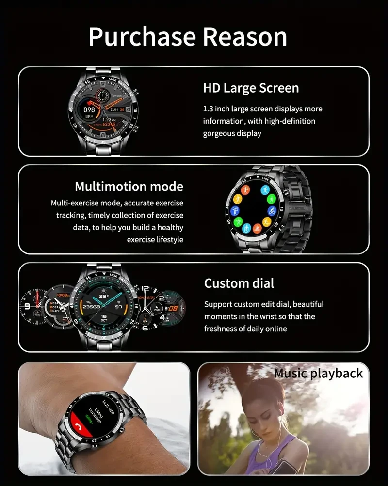 LIGE Men's Smart Watch – Premium Smart Watch with Wireless Talk, Fitness Tracker, and Outdoor Features