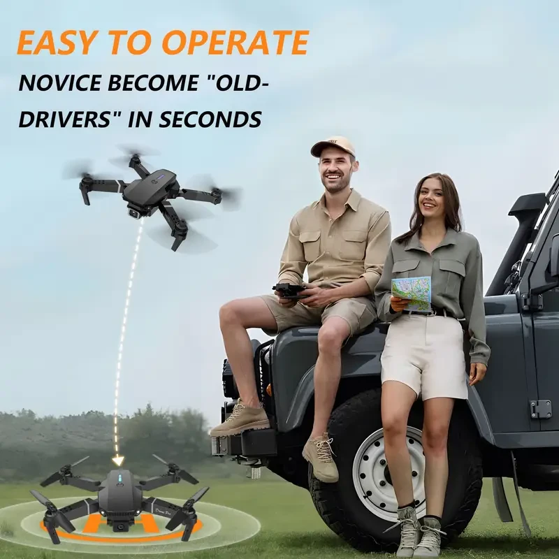 E88 Remote Control Aircraft – HD Dual Camera Foldable Drone for Beginners and Enthusiasts