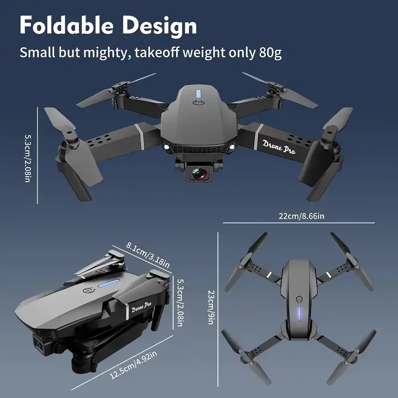 E88 Remote Control Aircraft – HD Dual Camera Foldable Drone for Beginners and Enthusiasts