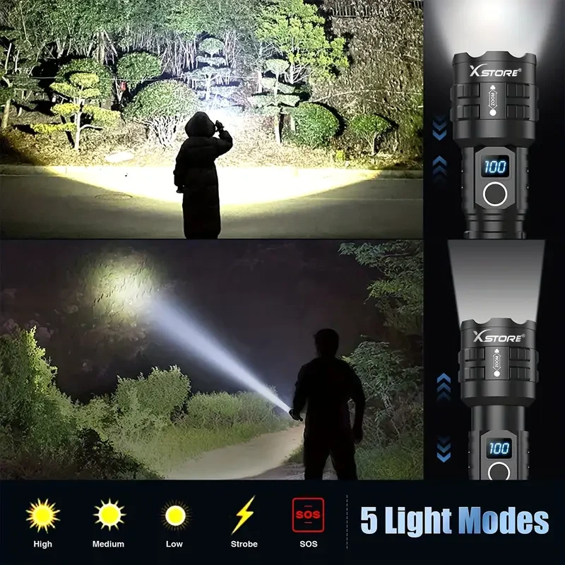 X.STORE Ultra Bright XHP70 LED Flashlight – Powerful, Rechargeable, and Versatile for All Your Lighting Needs