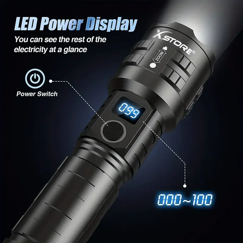X.STORE Ultra Bright XHP70 LED Flashlight – Powerful, Rechargeable, and Versatile for All Your Lighting Needs