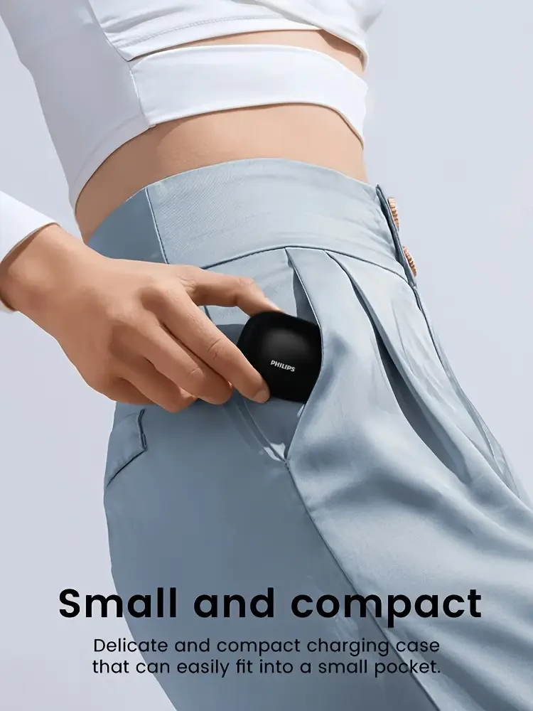 Philips Wireless Earbud Headphones – Noise Cancelling, Condenser Microphone, and Fast Charging for Gaming and Voice Calls