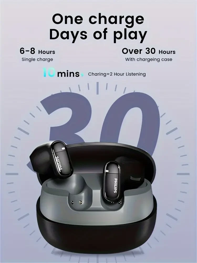 Philips Wireless Earbud Headphones – Noise Cancelling, Condenser Microphone, and Fast Charging for Gaming and Voice Calls