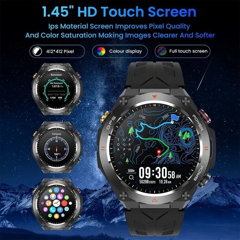 TAOPON GPS Outdoor Smartwatch – Ultimate Fitness Tracker with Wireless Calling, Waterproof Design, and 100+ Sports Modes