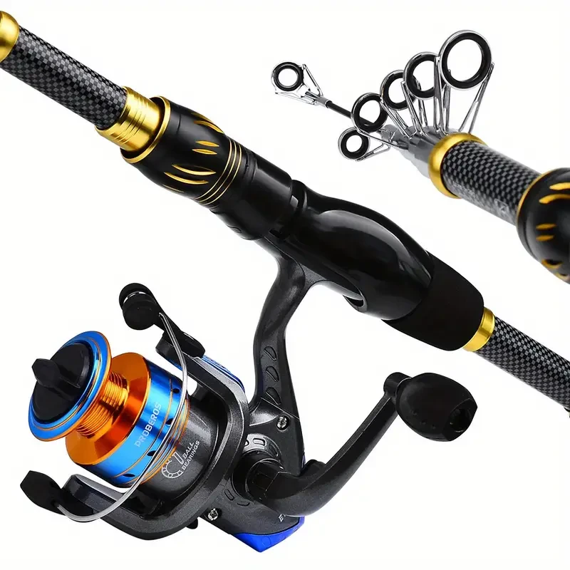 PROBEROS Complete Fishing Kit – Lightweight Spinning Rod & Reel Combo with Colorful Lures and Camo Storage Bag