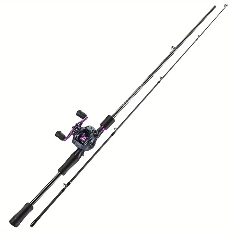 Sougayilang 2-Section Fishing Rod & Baitcasting Reel Set – Medium Power Carbon-Fibre Combo
