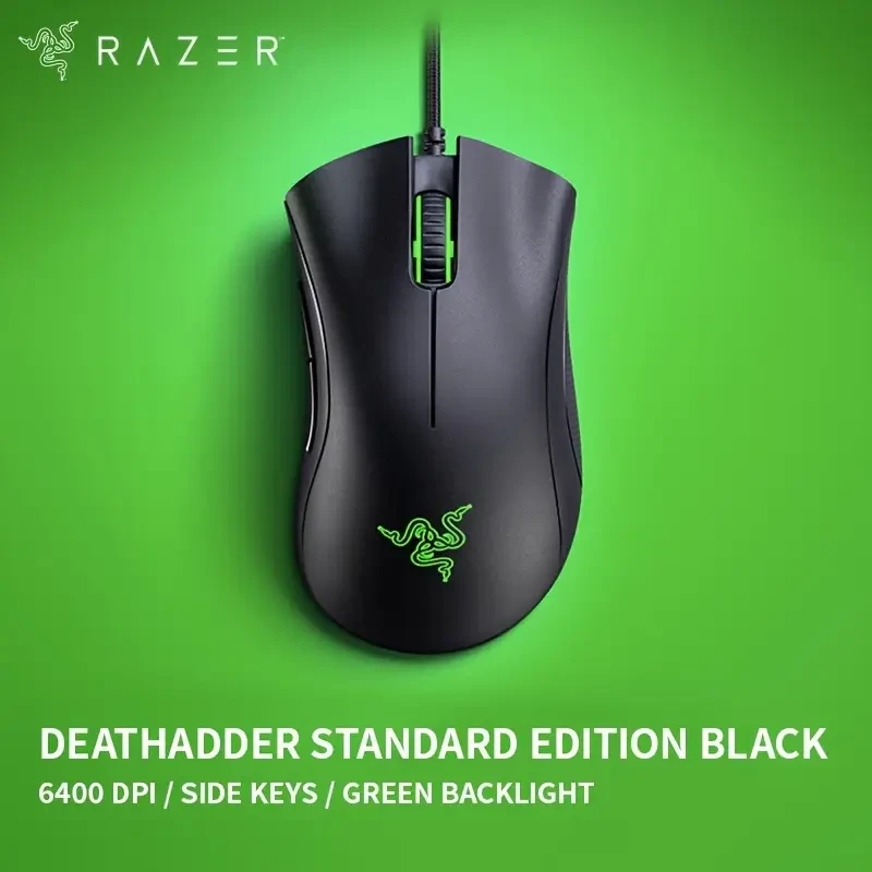 Razer DeathAdder Standard Edition Gaming Mouse – 6400 DPI Optical Sensor, Wired USB Design