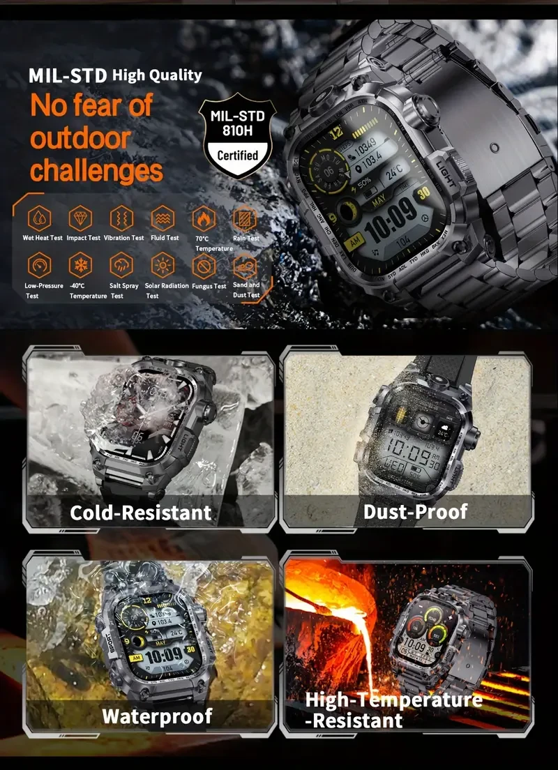 Aviwogr 2.01-Inch Outdoor Sports Smartwatch – Large Display, Fitness Tracking, and Wireless Connectivity