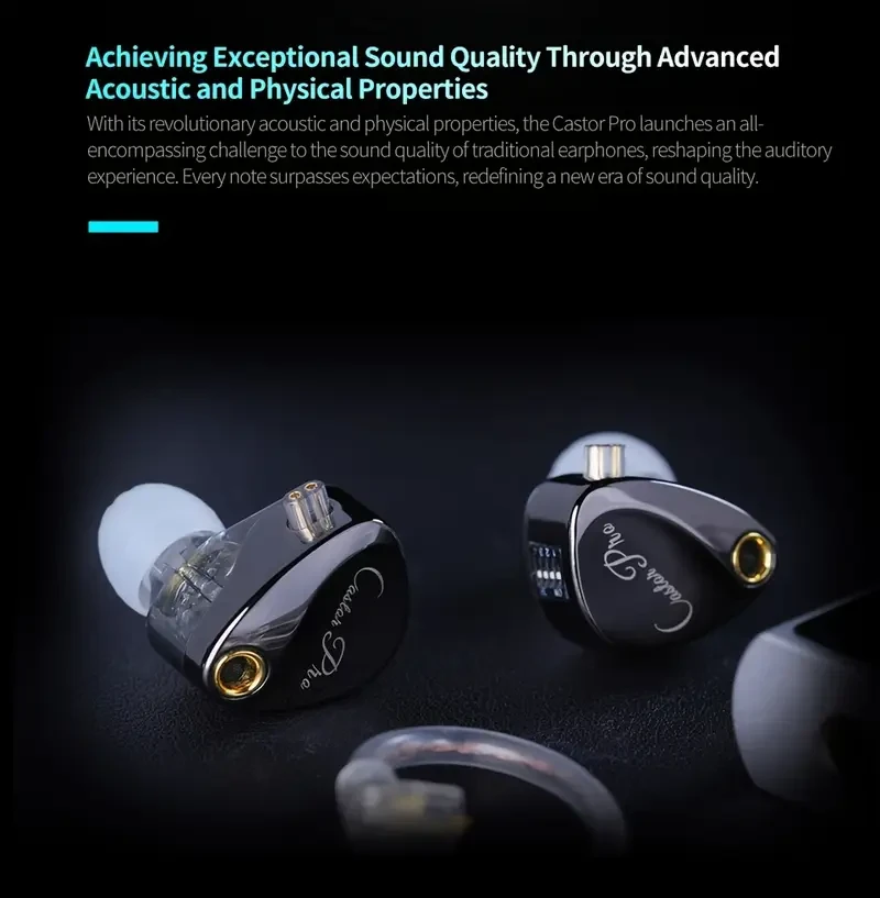 KZ Castor Pro In-Ear Wired Headphones – Dual Dynamic Driver Hi-Fi Earbuds with Detachable Cable