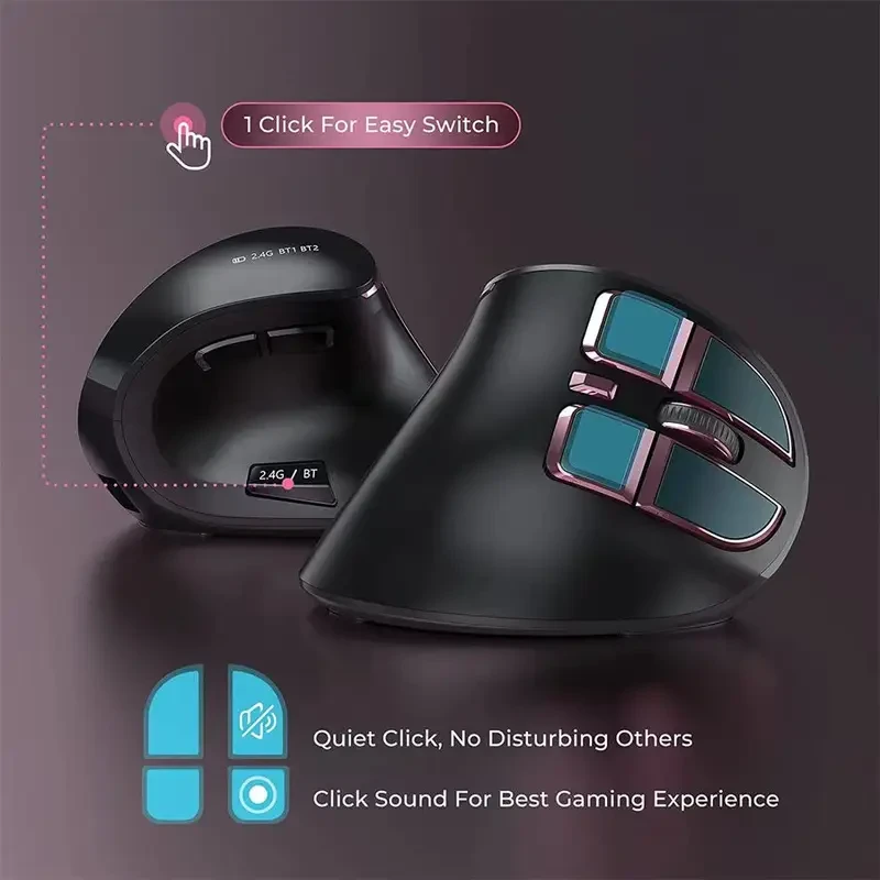 JOMAA Wireless Vertical Mouse – Dual Mode Rechargeable Ergonomic Laser Mouse