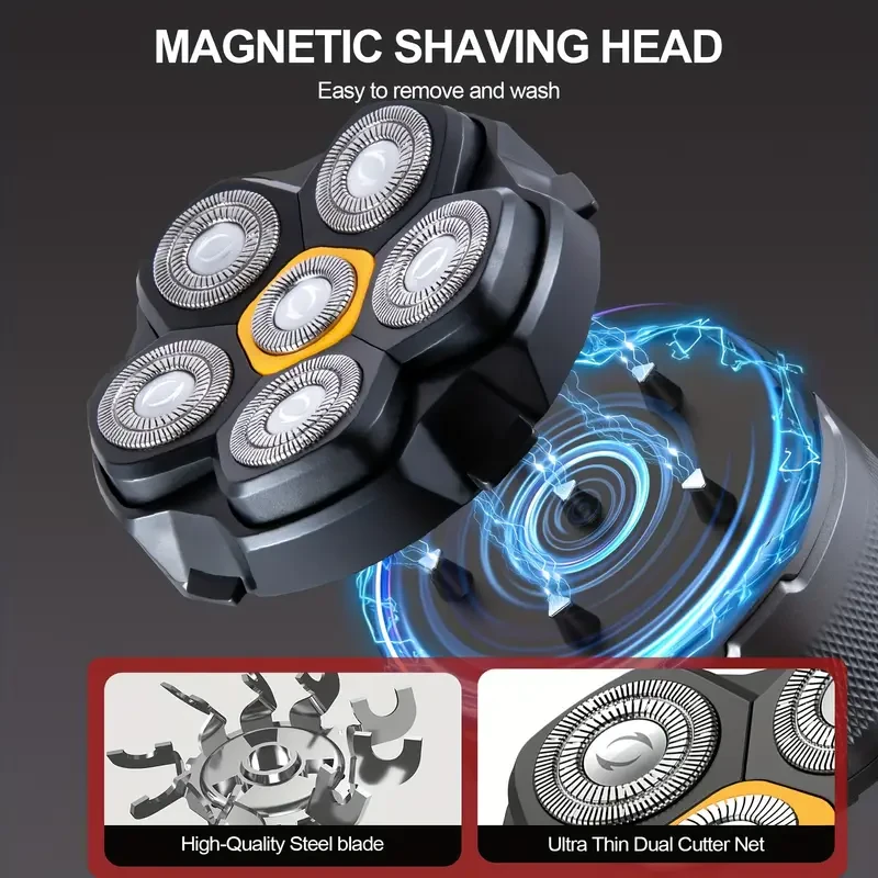 FEIYBA Cordless Electric Shaver with Spare Blade Mesh – 6-Speed Rotating Shaver, USB Rechargeable